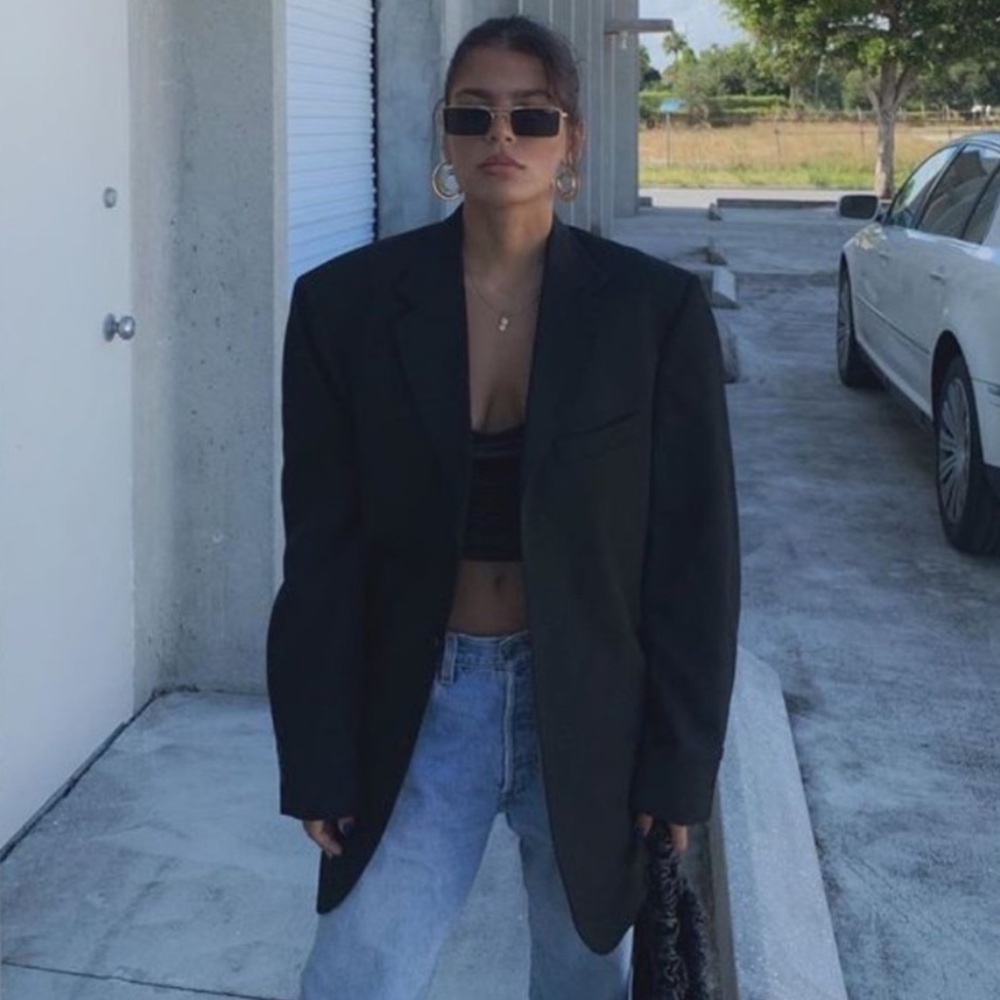 Mango x Jen Ceballos Suit Jacket black blazer